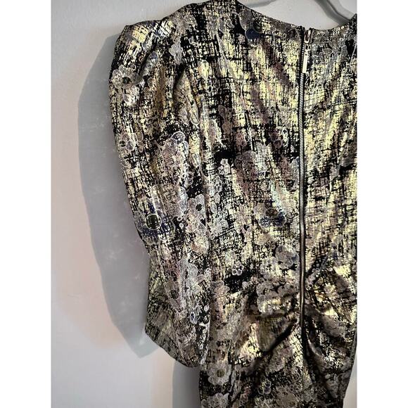 Bronx & Banco Women's Floral Print V-neck Knee-Length ruched  Dress Size Large - Picture 10 of 12